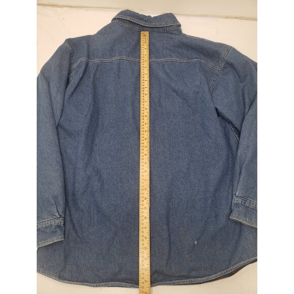 Levi Strauss Jacket Mens XL Blue Denim Fleece Lined Workwear Western Button - Picture 10 of 13